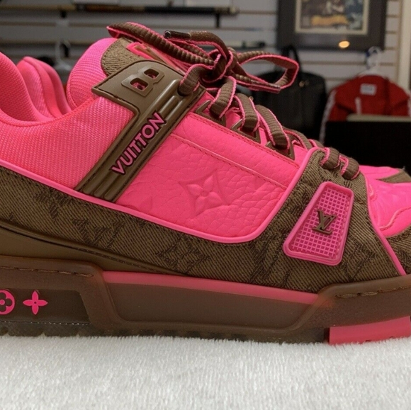 Louis Vuitton LV Trainers Pink Brown Sneakers Shoes - Picture 3 of 6